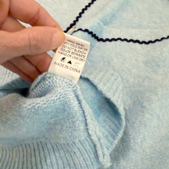 Pink Lily Cardigan Sweater Size M/L pastel Blue Prep Ivy League CURRENT STYLE - Picture 8 of 10